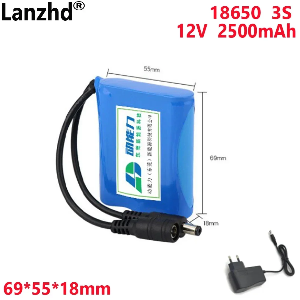 

12V lithium battery pack 3S1P 2500mAh For head temperature gun law enforcement instrument fishing machine energy storage