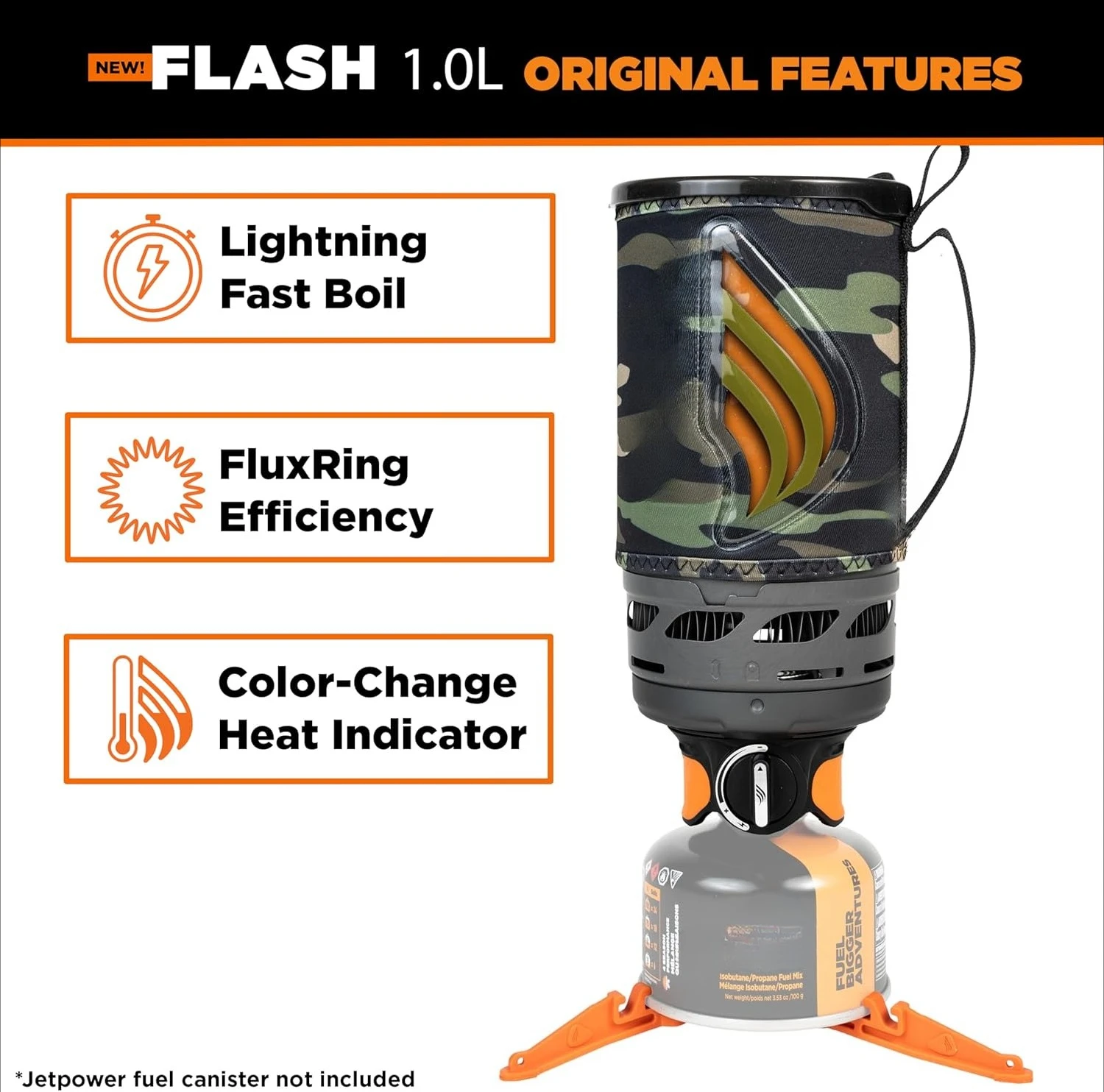 موقد فلاش 1.0 لتر محمول سريع الغليان للتخييم وحقائب الظهر مع إشعال تلقائي بخطوة واحدة، جديد لعام 2025، البروبان/الشعبية الجديدة