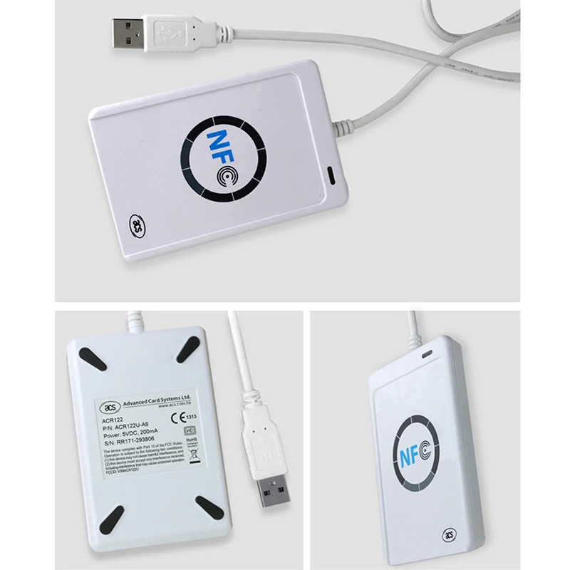 Rfid smart card reader kontaktloser writer kopierer duplikator beschreibbarer klon nfc acr122u usb s50 13,56 mhz m1 kartenleser