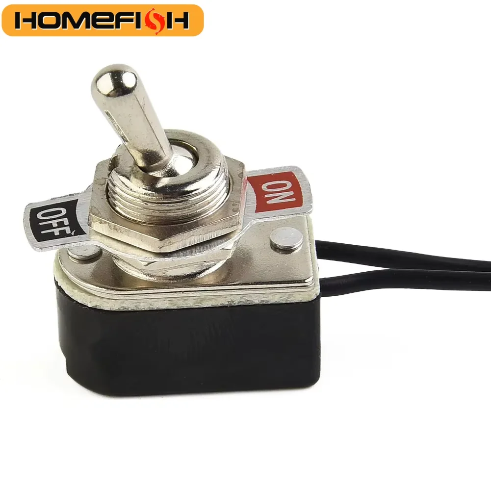 SPST 6A Toggle Switch Rocker SPST Contacts Switch Toggle With Wire Switch 12mm Cutout 1PCS 6A/125V Black+Silver