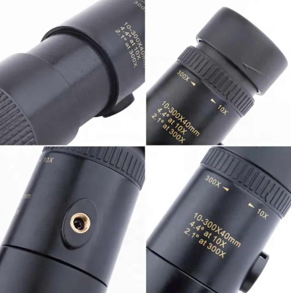 30mm 휴대용 미니 확장 가능한 단안 렌즈 조류 관찰 미러, 야외 캠핑용, 10-300x40mm