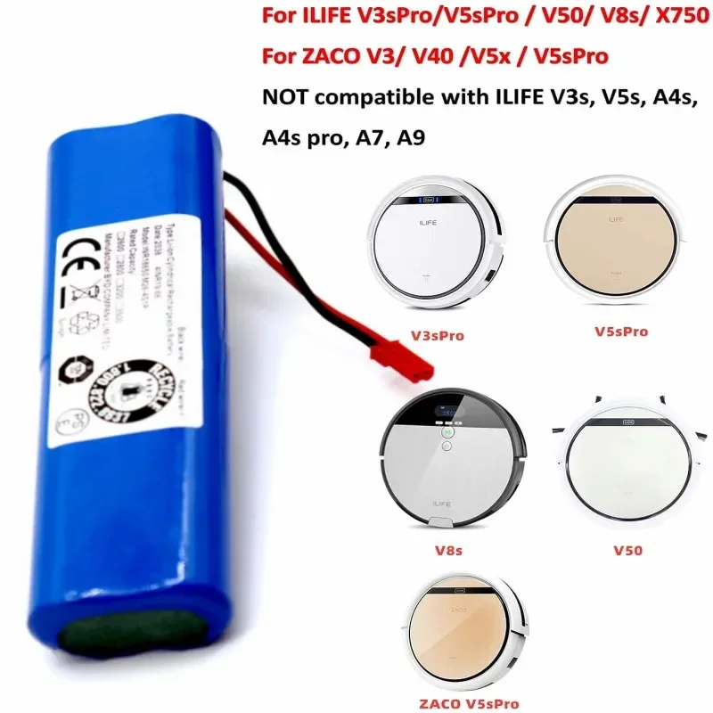 بطارية ليثيوم أصلية 14.8 فولت 2600 مللي أمبير 3500 مللي أمبير في الساعة 18650 لبطارية ILIFE V3s Pro، V50، V5s Pro، V8s، X750 جهاز آلي لتنظيف الأتربة