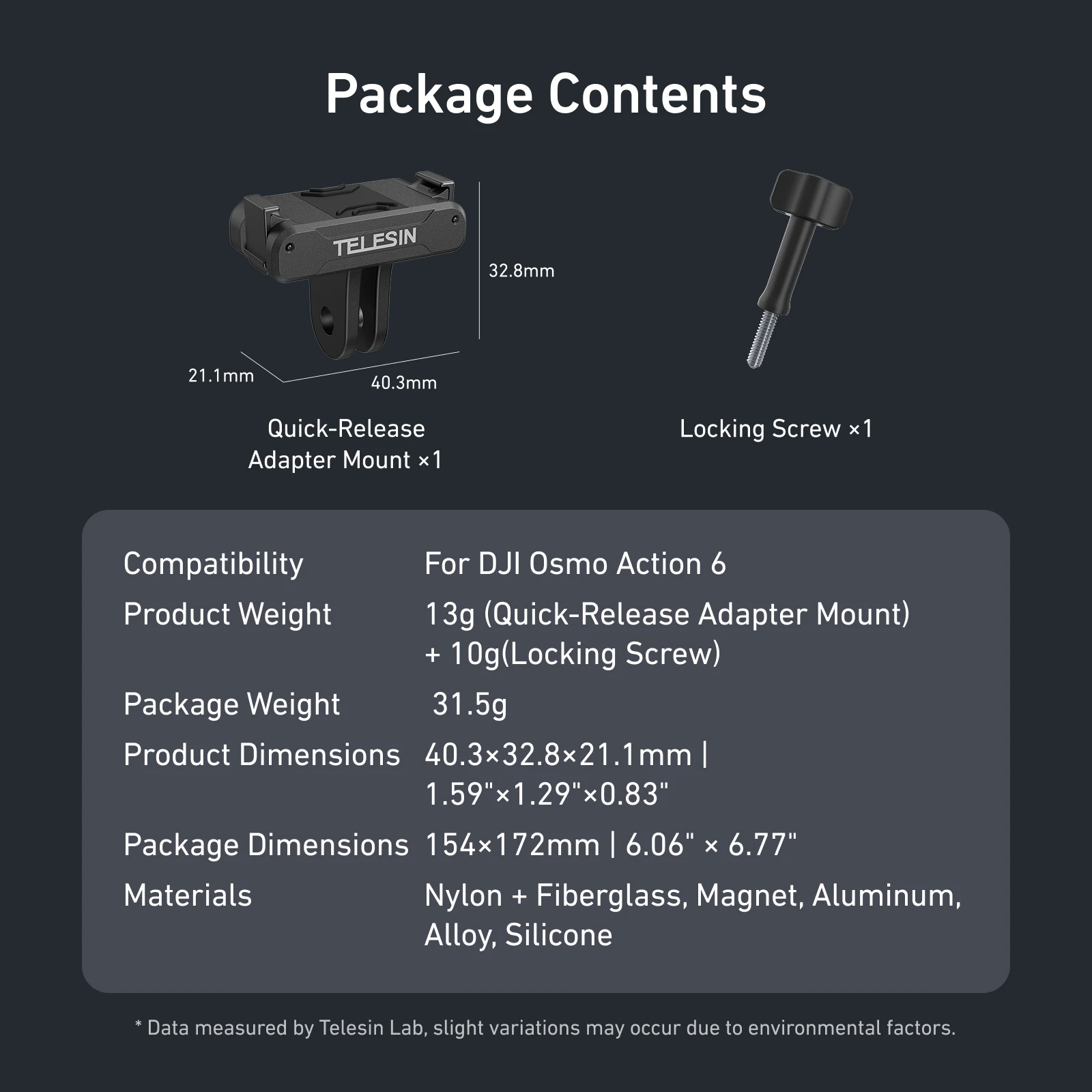 TELESIN Für DJI OSMO Action 6 Qucik Release Magnetische Zwei Klaue Adapter Halterung Zubehör Dual Klaue Schnittstelle