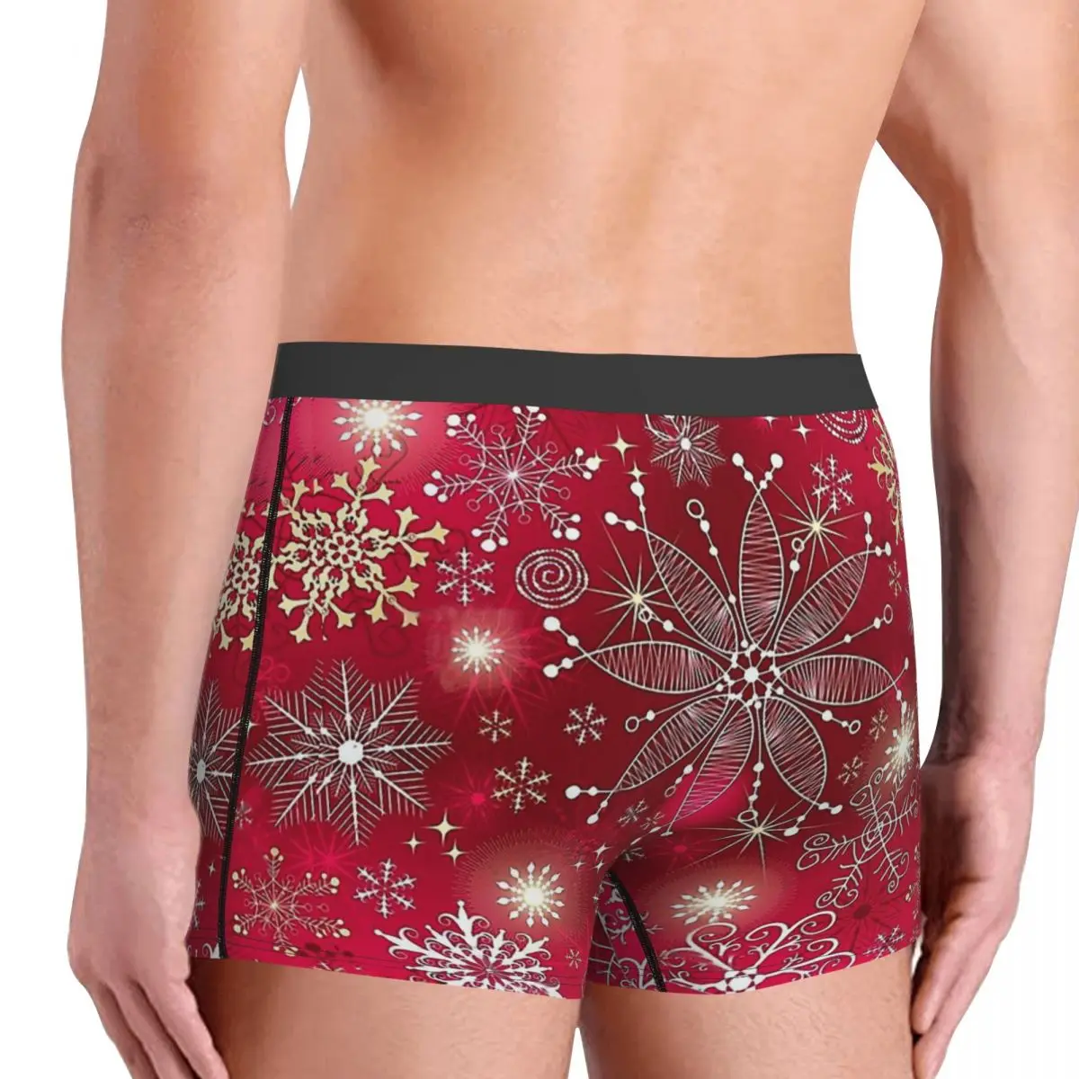 Boxer à motif joyeux noël pour Homme, sous-vêtement rose dégradé de flocons de neige, sous-vêtement Sexy, slip court