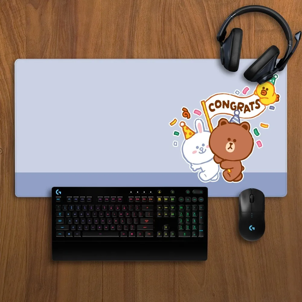 Imagem -03 - Non-slip Lockedge Brown Bear Mousepad Almofada de Jogo Espessada Grande Almofada de Escrita Linhas e Amigos Escritório