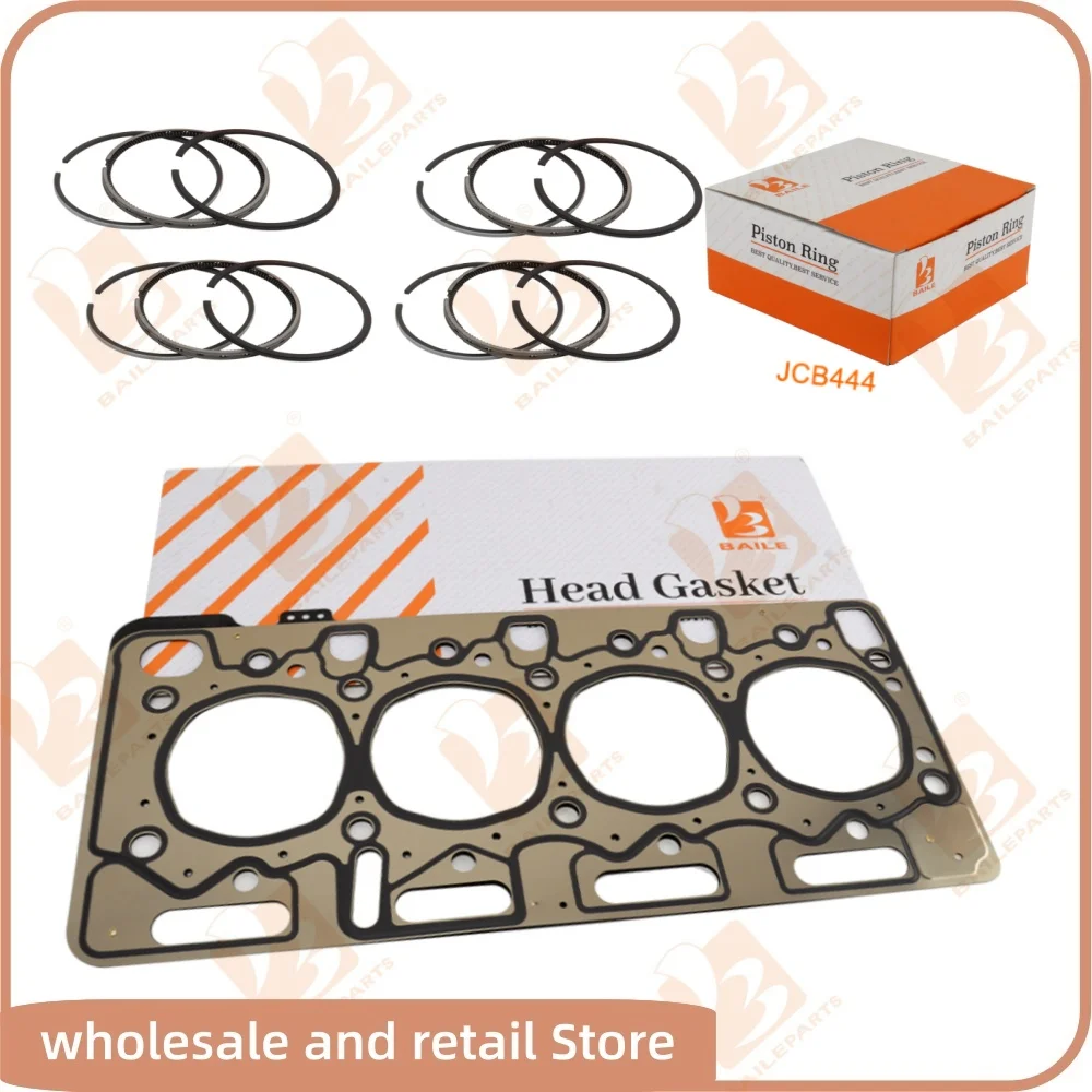 

JCB444 Cylinder Head Gasket JCB 444 Engine 4 Cylinders Piston Ring 103*3HK+2.5+4mm Overhaul Rebuild Kit Engine Spare Parts