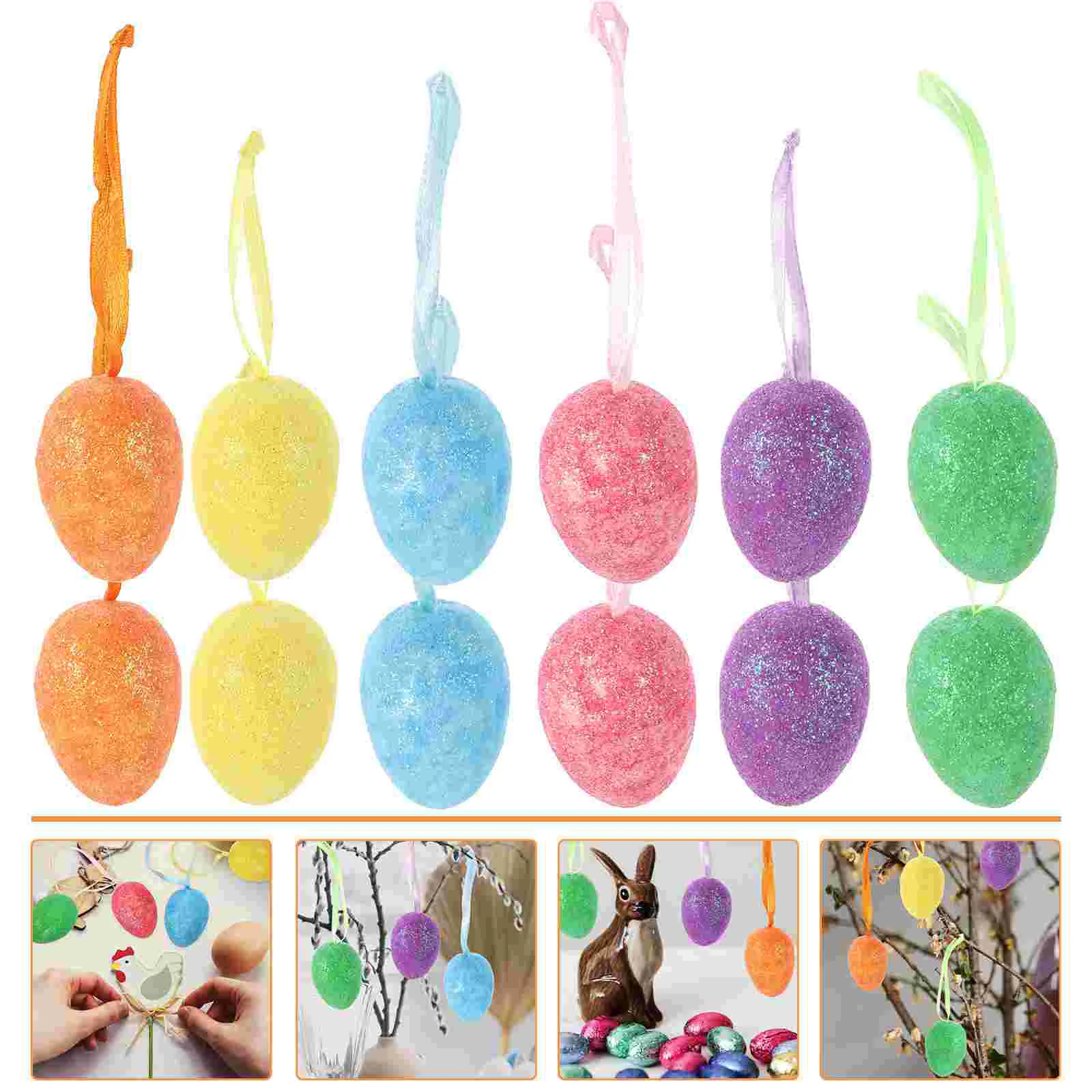 

12 Pcs Easter Egg Pendant Adorable Decors Party Layout Foot-shaped Cups Cute Hanging Eggs Toy Dye