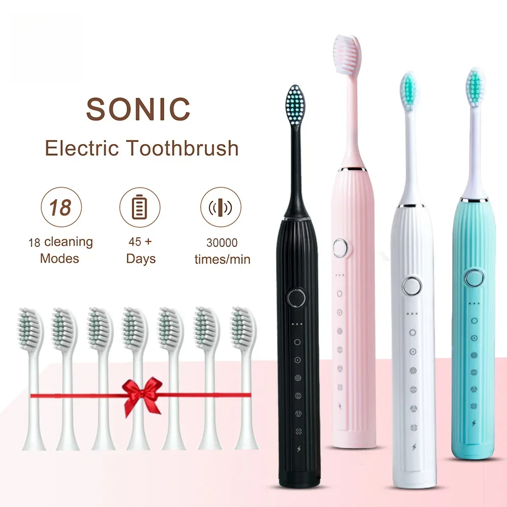 Sonic Electric Toothbrush Adult Smart Timing Tooth Brush Teeth Whitening Fast USB Rechargeable Toothbrush with Replacement Head