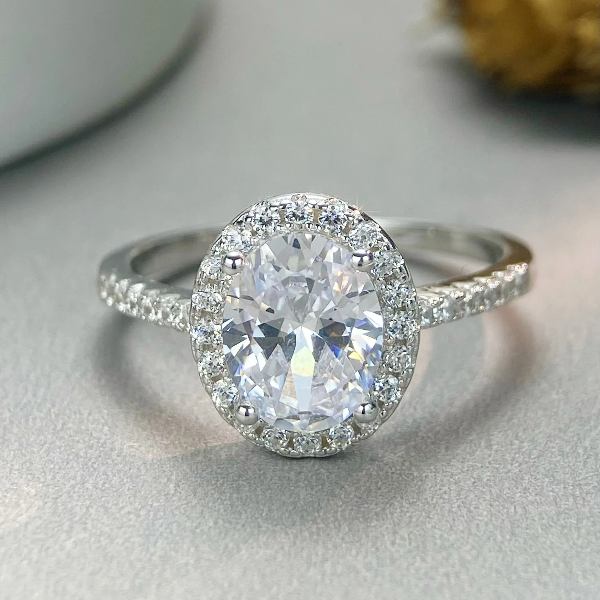 Oval Moissanite Ring Real 925 Sterling Silver Simulated Diamond Party Wedding Band Rings for Women Bridal Engagement Jewelry