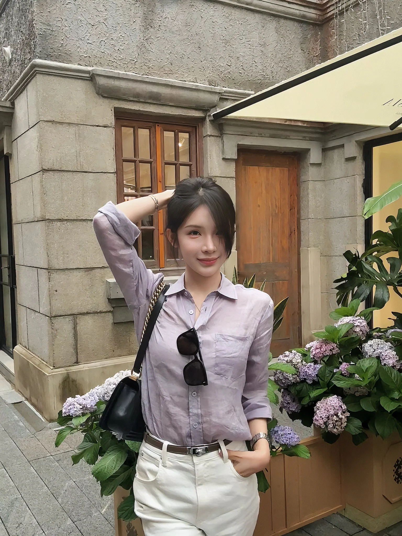 

Женская летняя футболка из 100% льна, окрашенная, с воротником-стойкой, длинный рукав, модель L255568T, от Irt Zhang Lin