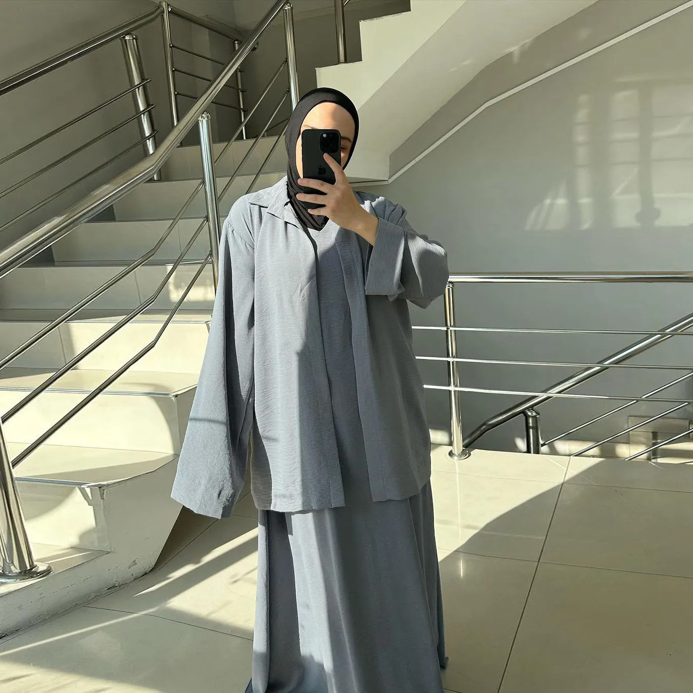 Middle East Arab Women Two-piece Sets 2024 Spring New Muslim Abaya Dubai Luxury Robe Fashion Loose Dress Long Sleeve Shirt Set