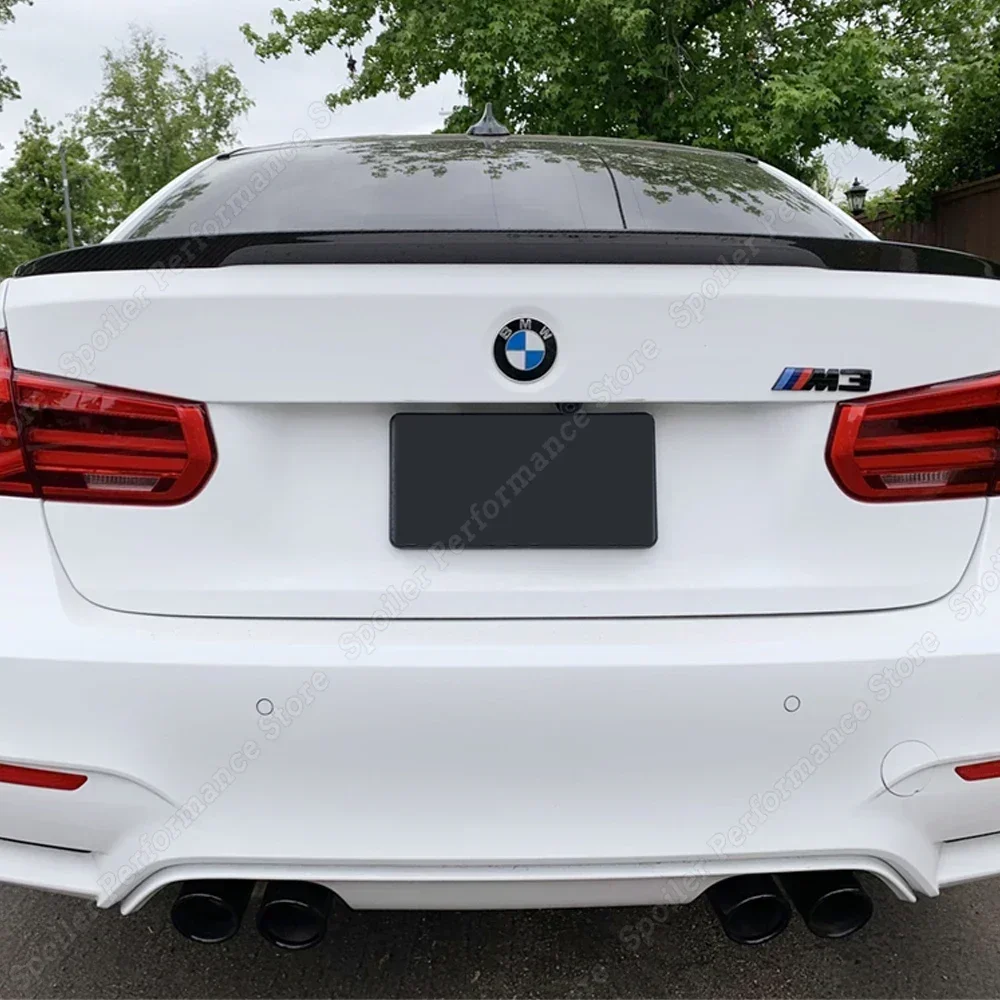 For BMW M3 Style Rear Trunk Spoiler Wing Boot Lip ABS Carbon Look F30 3 Series 4-Door Sedan 2012-2018 & F80 M3 Sedan 2014-2019