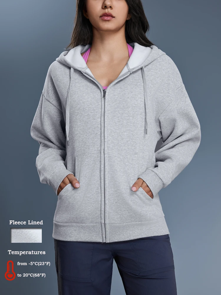 VITALINOVO Women's Fall Zip Up Hoodies Sweatshirts Fleece Lined Winter Hooded Jacket with Drawstring Loose Fit Track Jackets Top