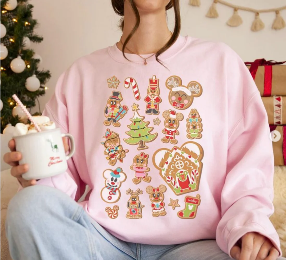 

Women's Christmas Cookie Print Swatshirt Cute Long Sleeve Crewneck Pullover Top Cookie Lover Gift Korean Reviews Many Clothes