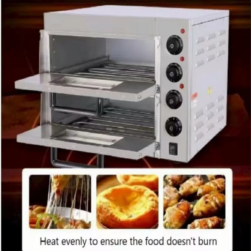 Máquina comercial para horno de Pizza de 2 decks, máquina para hornear pan de cocina doméstica con temperatura ajustable