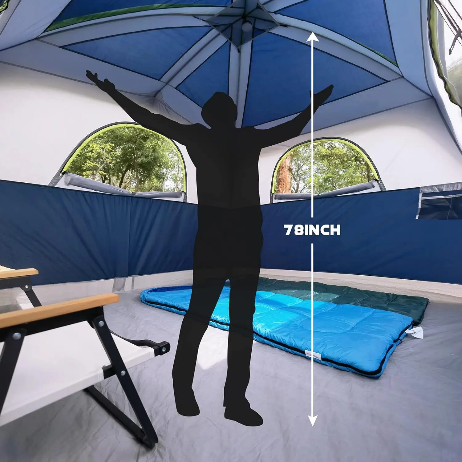 Outdoor Large Space Portable Easy-Install Double-Layer Family Camping Tent Waterproof Windproof Oxford Cloth