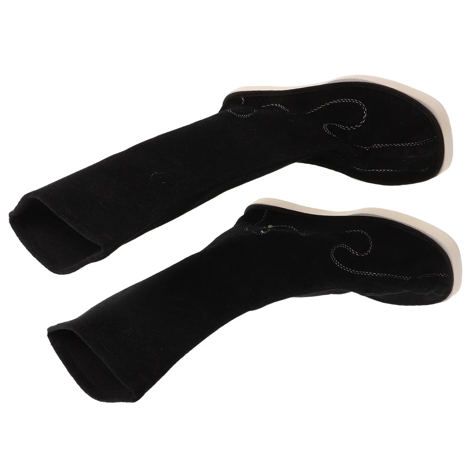1Pair Authentic Hanfu Shoes Men Ancient Chinese Boots Midcalf PU Material Non Slip Sole for Historical Reenactment Oriental