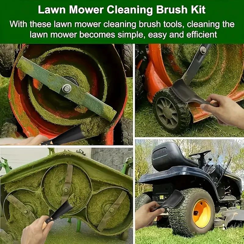 Kit di pulizia per tosaerba in confezione da 2 |   Raschietto e spazzola efficienti Struttura metallica aggiornata, ergonomica per la manutenzione professionale del prato