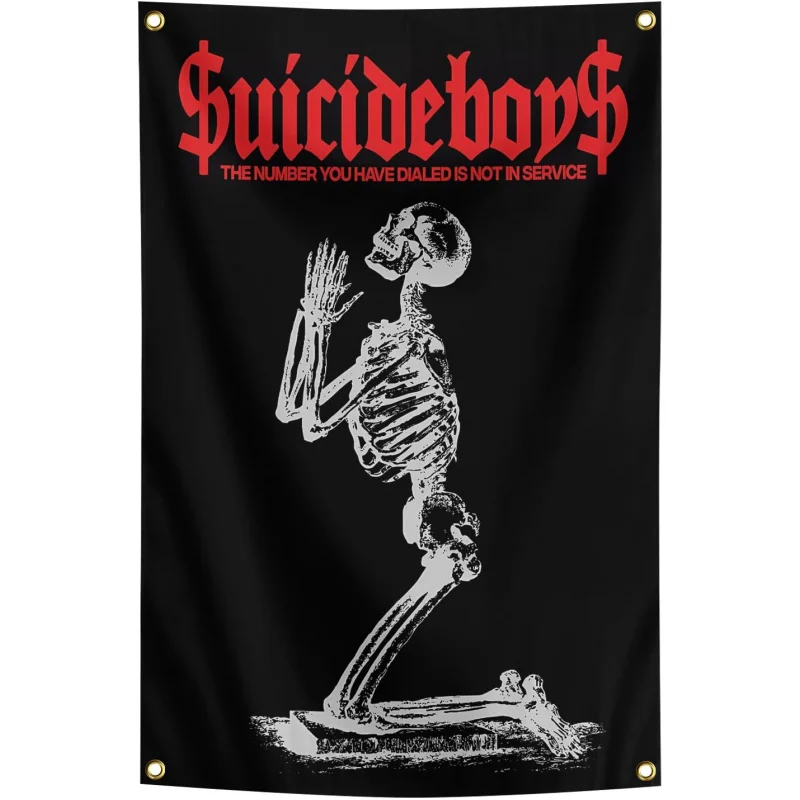 VIKAMA Owpia - Tapiz con diseño de calavera de terror, bandera musical de Suicide Boy, perfecto para dormitorios de adolescentes y dormitorios universitarios