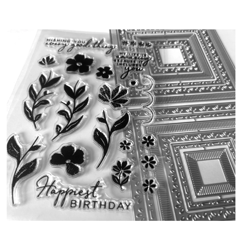 Thanks Flowers Stamps And Dies 2026 New Arrivals For Scrapbook And Stamping Albums Card Stencils Wish French Kids Craft