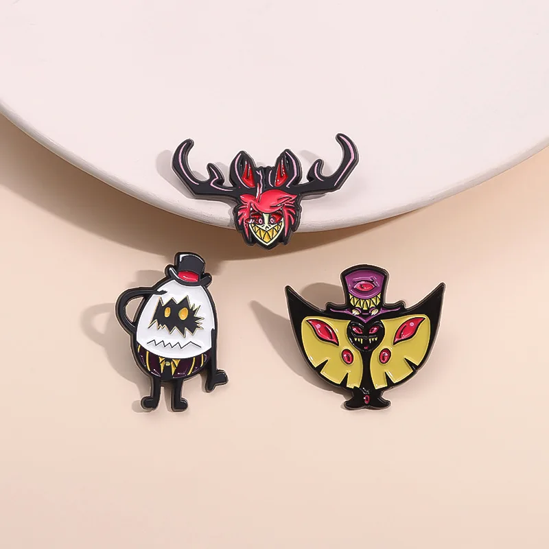 Classic Animations Character Alastor Radio Demon Sir Pentious Vaggie Enamel Lapel Pins Charlie Brooch Hotels Demons Adorn Badges