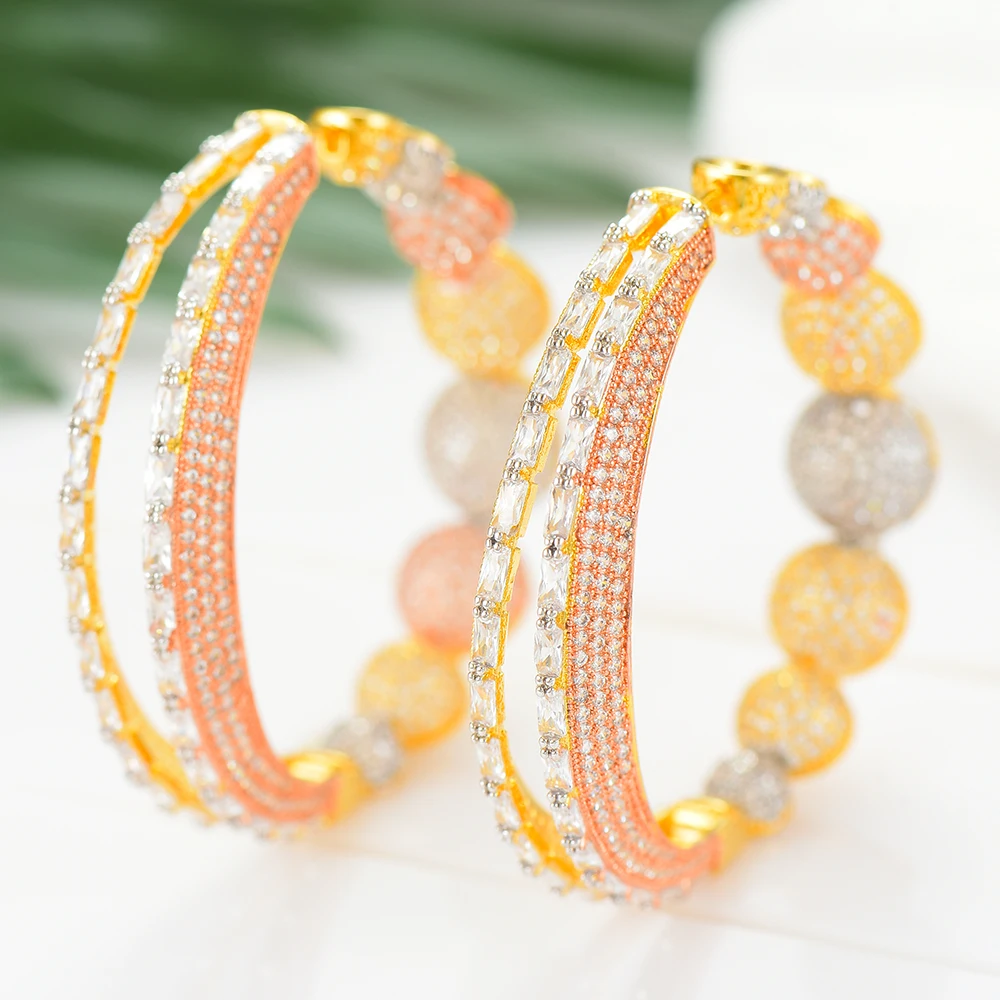 Missvikki Original Luxury Dubai Style Charm Hoop Earrings For Women Wedding Party Shiny Earrings Gift High Quality Accessories