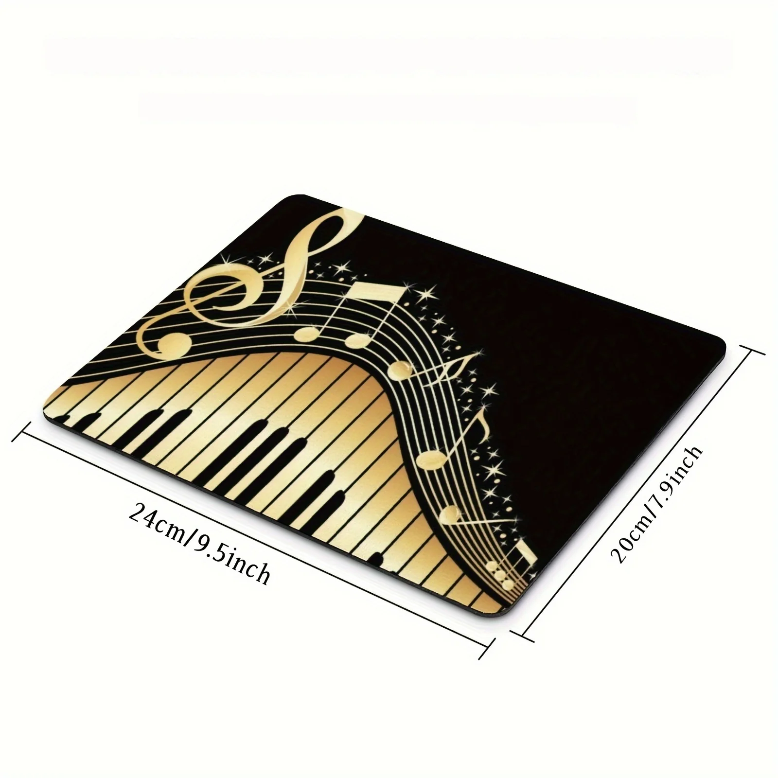 Music Mouse Pad Black Music Rubber Golden Piano Keys Treble Clef Office Desk Mat Decor Durable Desk Mat Desktop Accessories