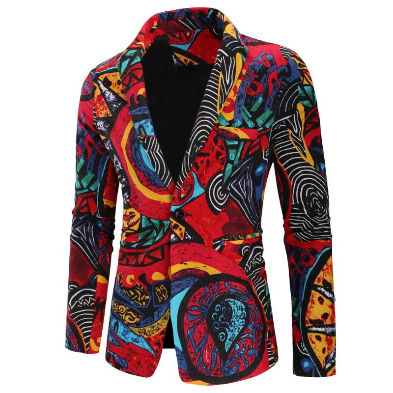 Plus size XXL 3XL Fashion Men Slim fit Casual blazers men printing suits coat man clothes