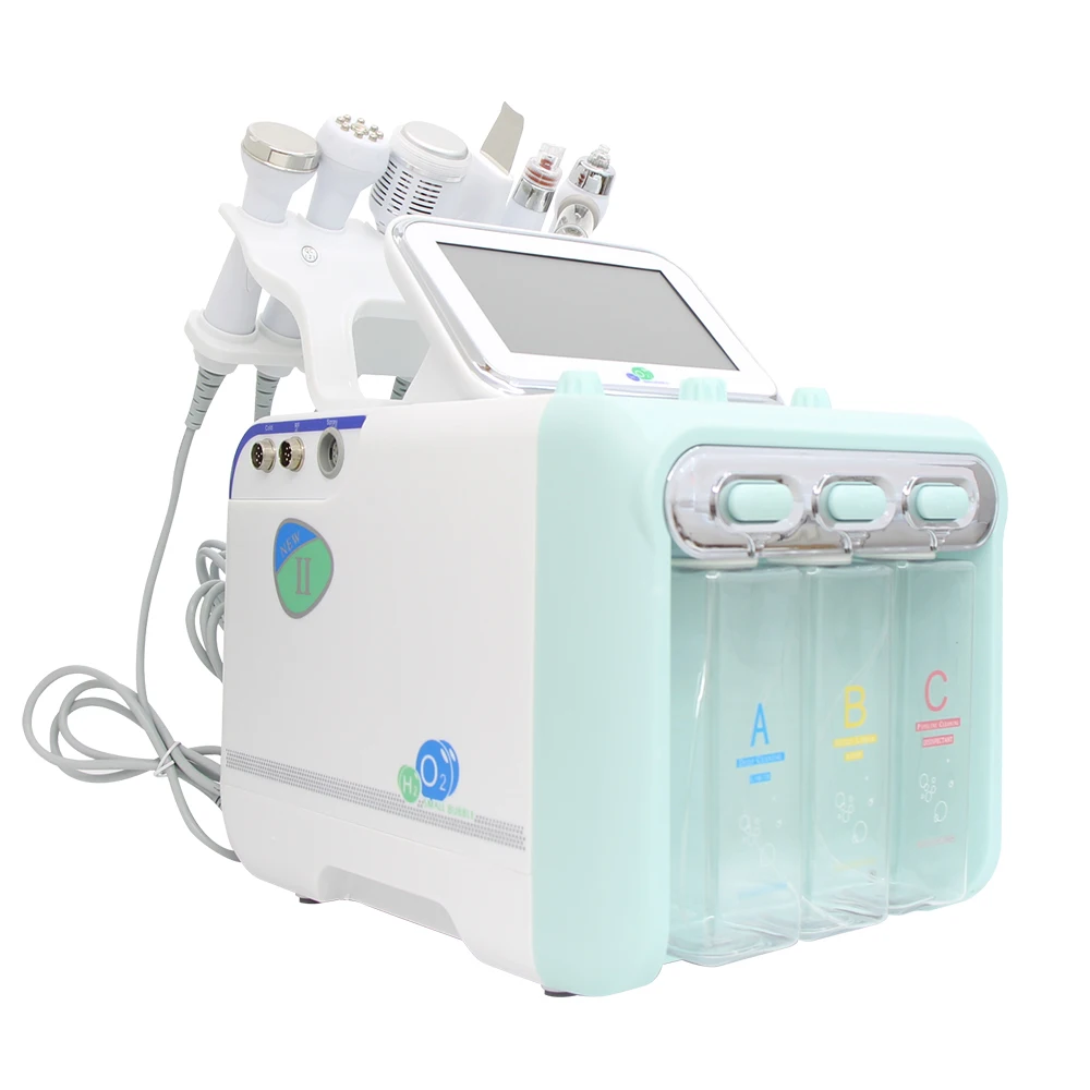 H2-O2 6 in1 Hydro Dermabrasion Skin Lifting Spa Facial Oxygen Aquapeel Machine Bio-lifting Spa Ultrasonic Scrubber Equipment