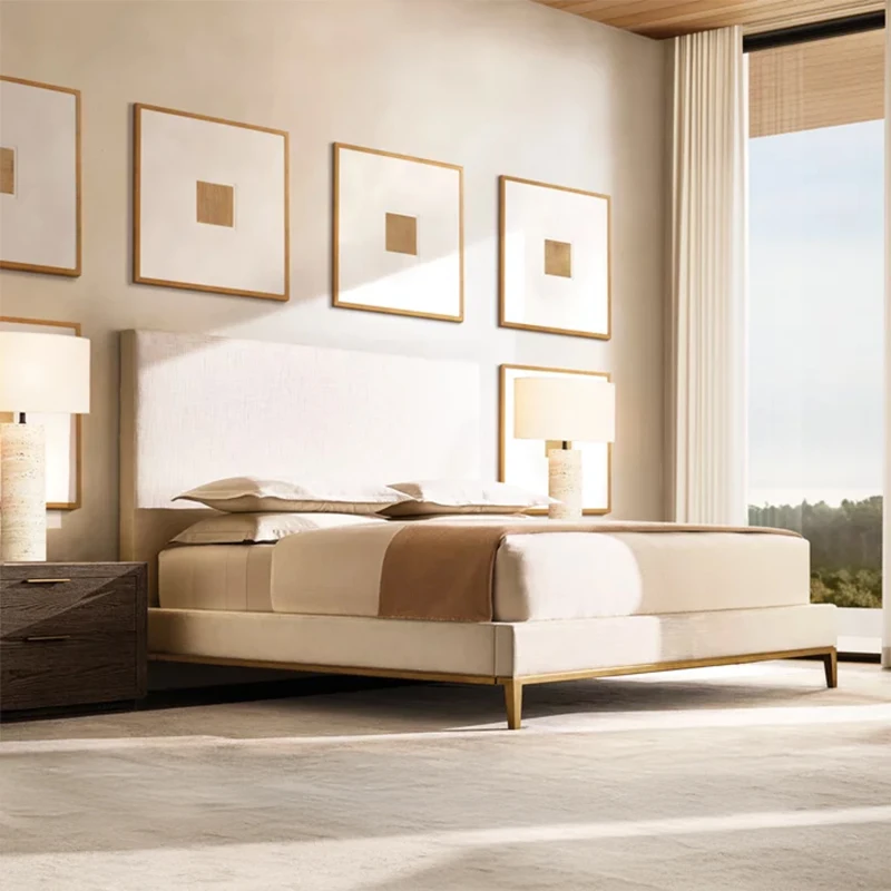 xx-Transitional Hand Carved Fabric Soft Bed with Modular Revolving Queen King Size Plywood Panel Platform Bed Italy Fabrics
