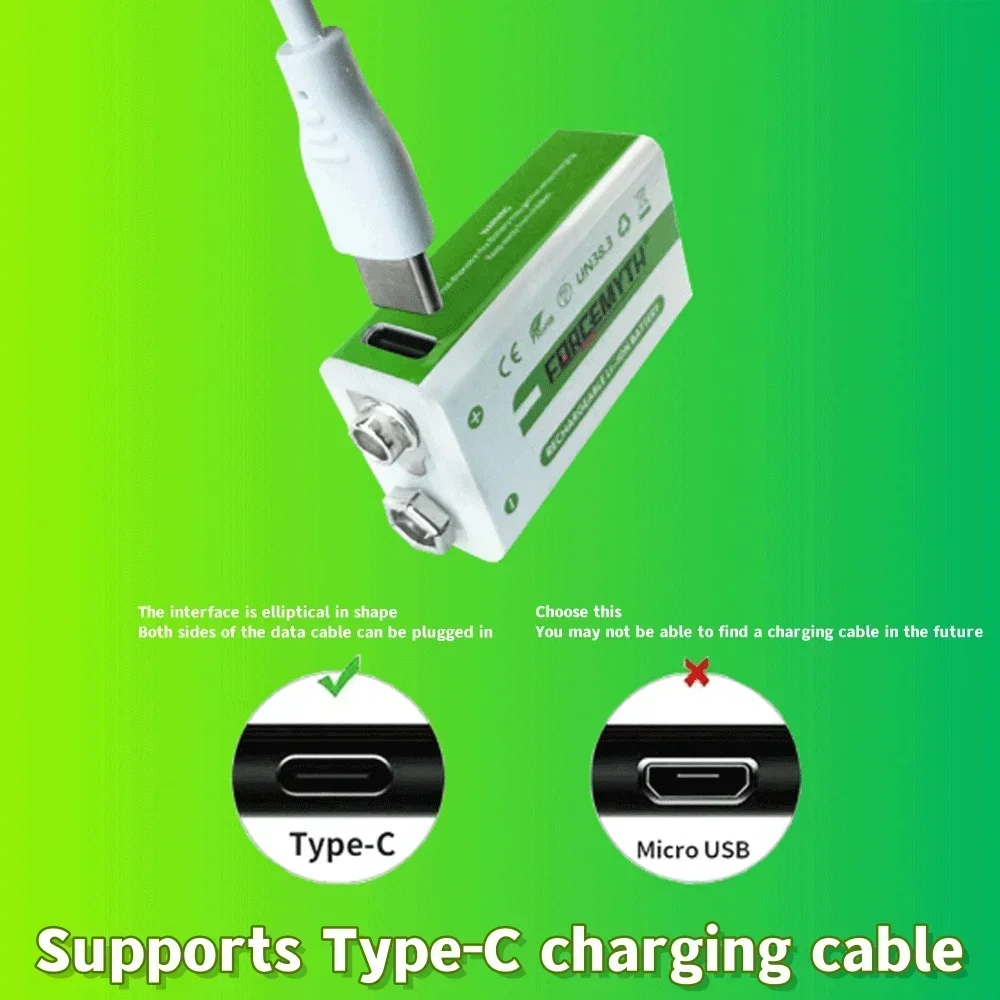 1000mAh 9V Li-ion Rechargeable Battery 6F22 Micro USB 9v Lithium Batteries for Multimeter Microphone Toy Remote Control KTV