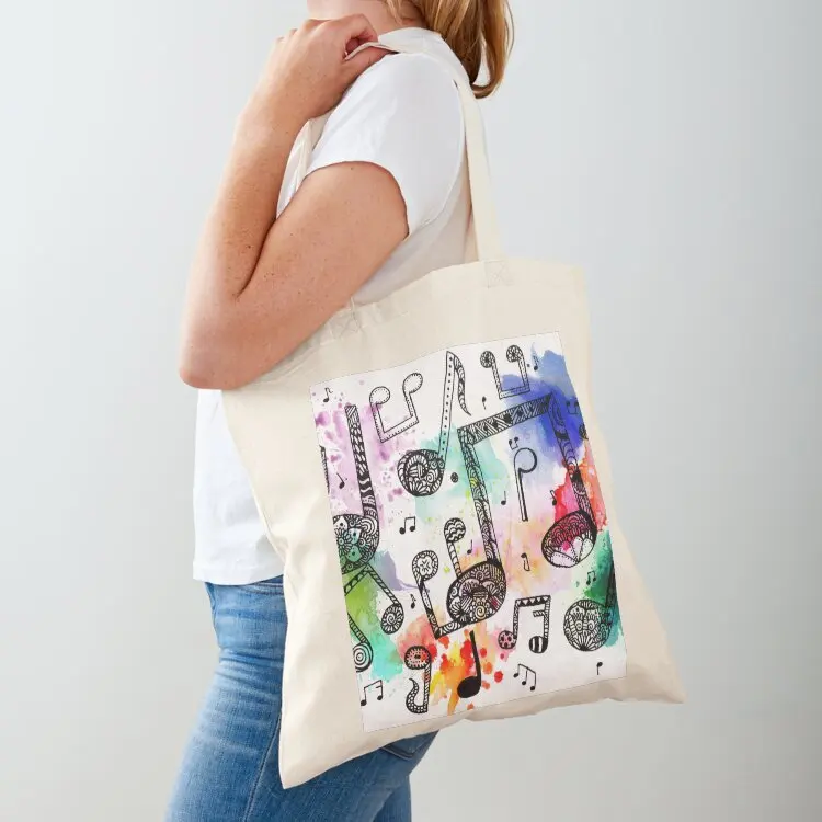 

Watercolor Music Notes Tote Bag tote bags aesthetic Custom bag reusable shopping bags Beach bag