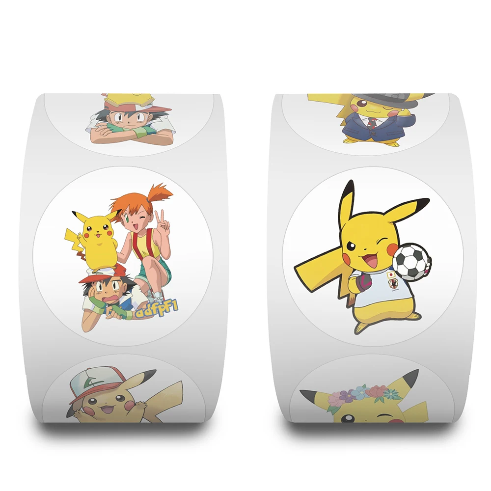 500pcs/Roll Cute Pokemon Pikachu Cartoon Anime Sealing Stickers DIY PVC Laptop Decals Decoration Stiker Reward Gift Toys