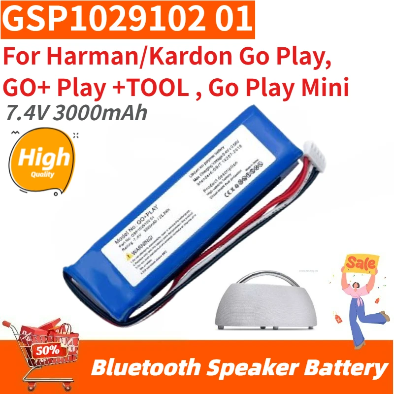 GSP1029102 01 High Quality Bluetooth Speaker Battery 7.4V 3000mAh for Harman/Kardon Go Play, GO+ Play +TOOL , Go Play Mini