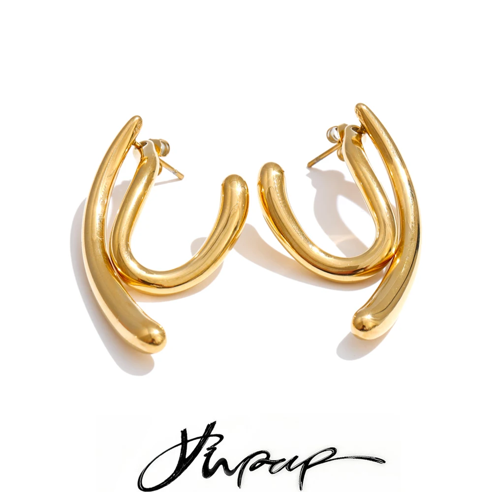 Yhpup Stainless Steel Geometric Unusual Earrings Waterproof Metal Arrivals Creativity Stylish Unique Jewelry Waterproof