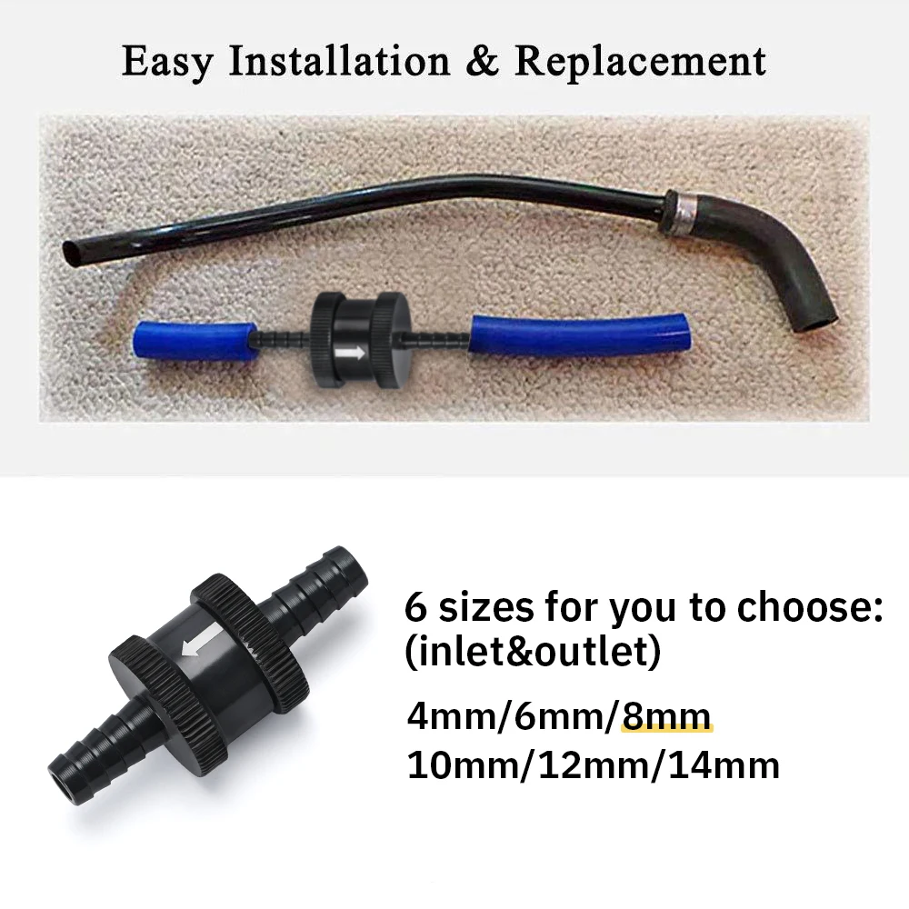 5/16" 8mm Non Return One Way Fuel Check Valve Aluminium Alloy Petrol Diesel PQY-FCV08