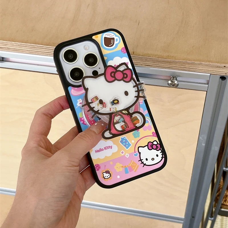 

Cute Snacks desserts Hello Kitty Magsafe Wireless Charge Case For iPhone 13 14 15 16 Pro Max KT Snacks Shake Magnetic Holder