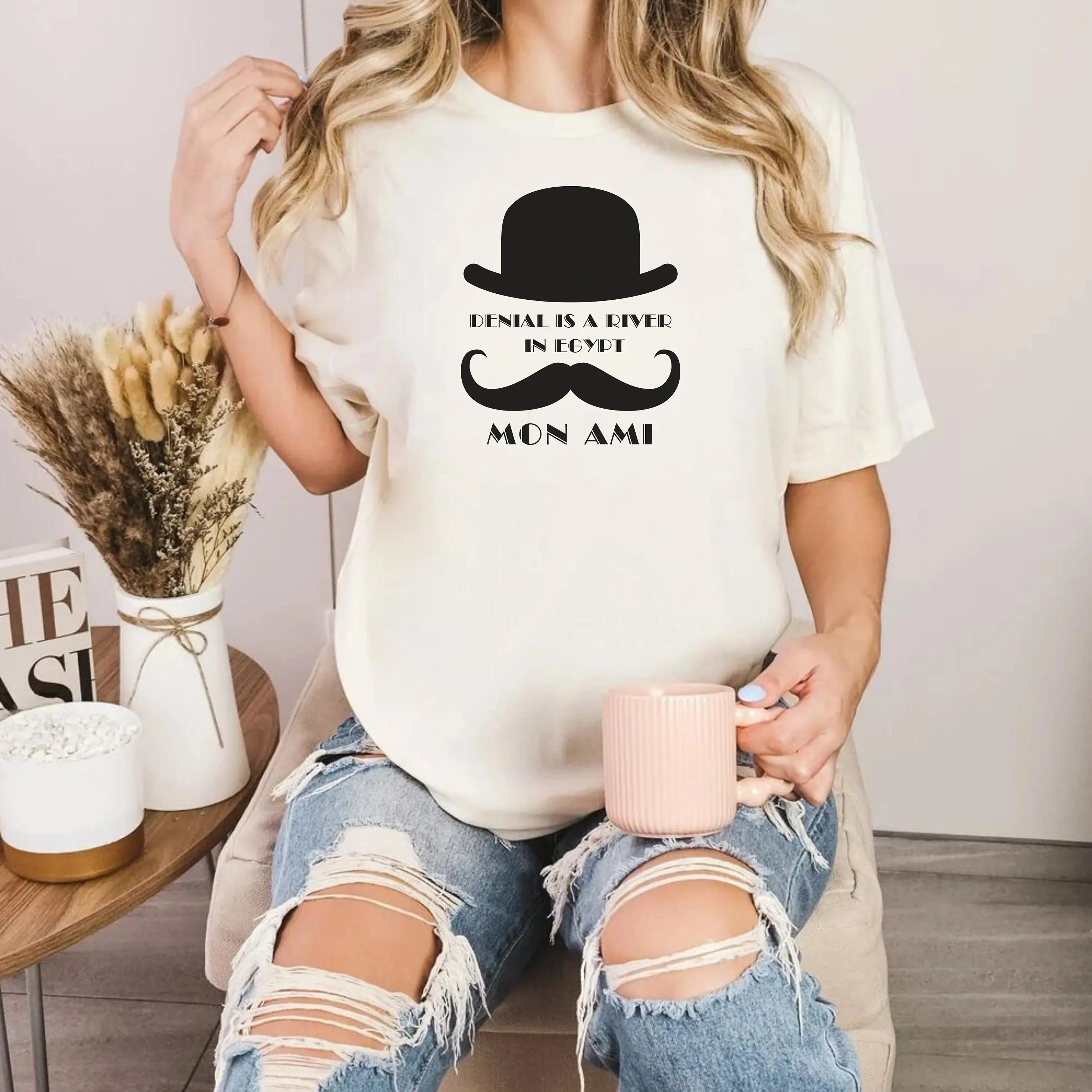 Retro Tv Detective Book T Shirt Mustache Belgium Funny Quote Lover