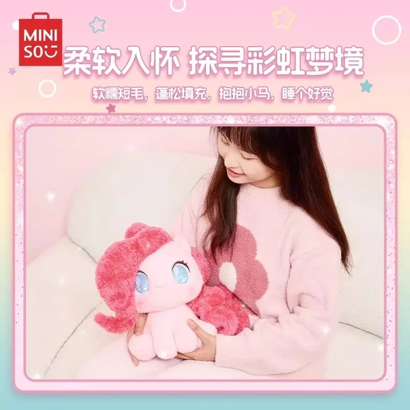 Miniso Authentic My Little Pony 2024 New Sitting Doll Toy Fluttershy Applejack Twilight Shining Pinkie Pie Soft Pillow Gift