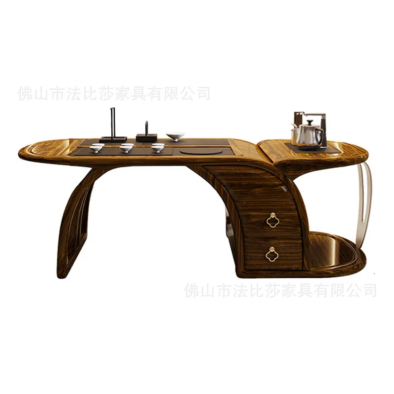 New China Tea Zen Tea Brewing Table Large Board Tea Table Combination Balcony Office One Table and Five Chairs