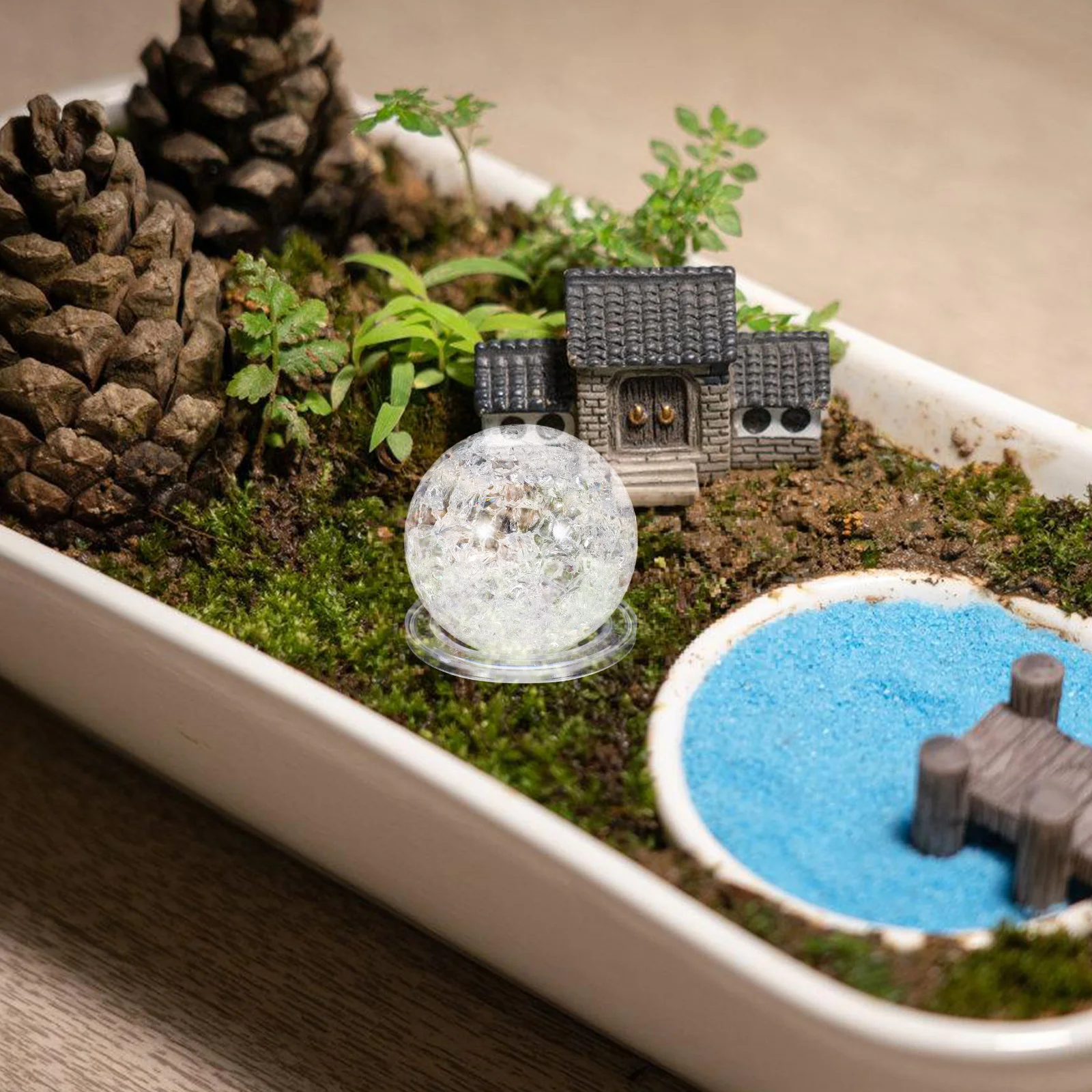 1 set 1 Set Clear Crystal Ball Decor Diy Fountain Scene Layout Plastic Craft For Home Office Desktop Fish Tank Decor Living Room