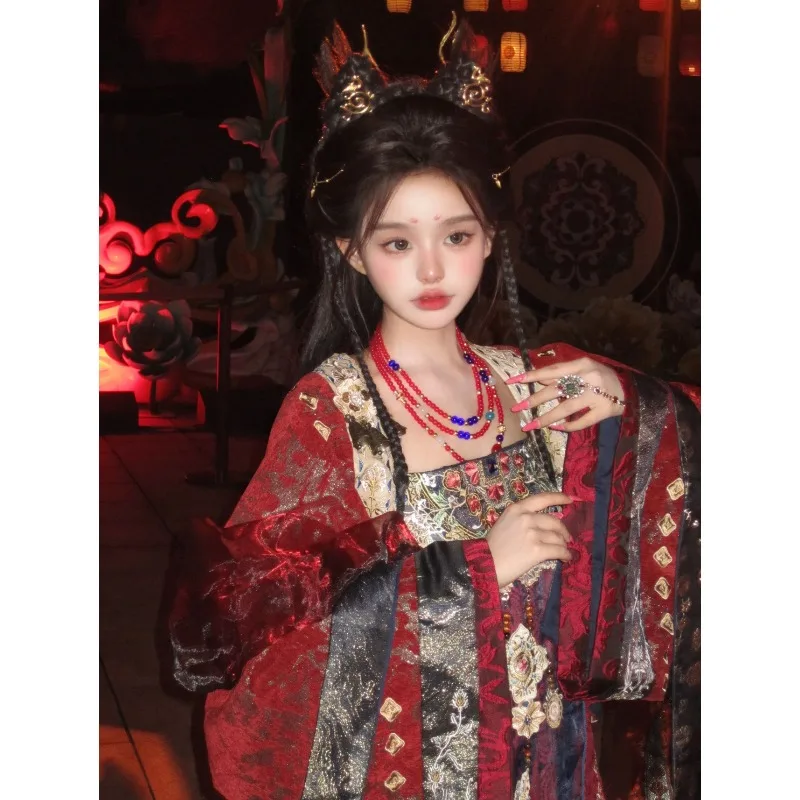 

2026 new intangible cultural heritage embroidered Hanfu, women's Famen Temple shawl chest skirt full set