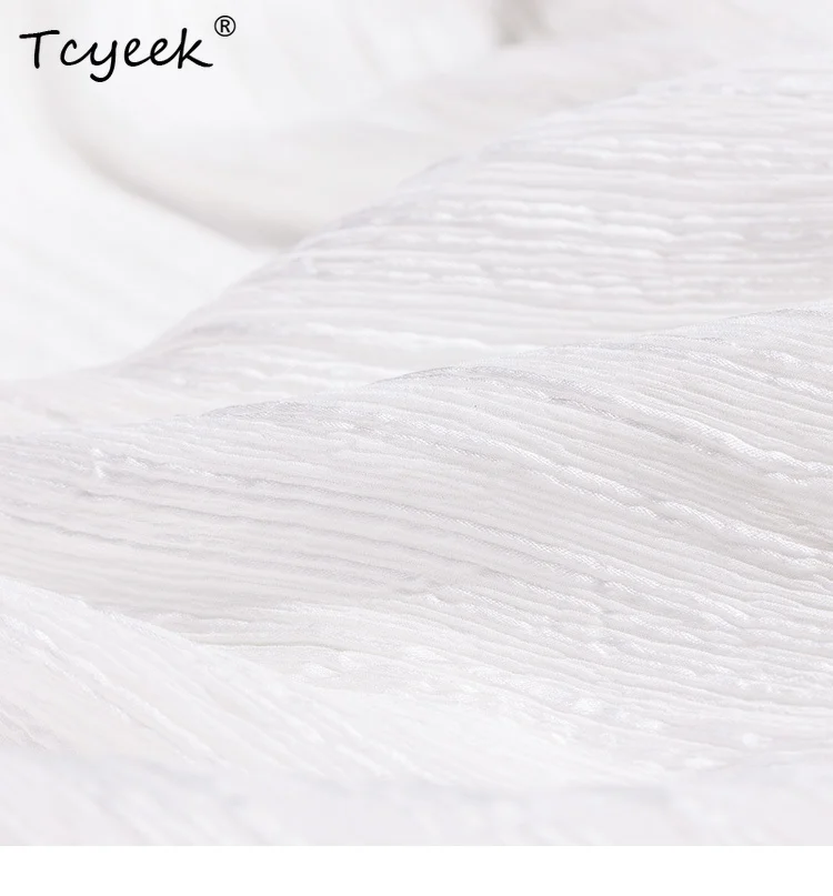 Tcyeek 10MM 100% vera seta abiti eleganti donna striscia irregolare manica lunga semplice OL vestito da partito 2024 primavera estate D3D768QM