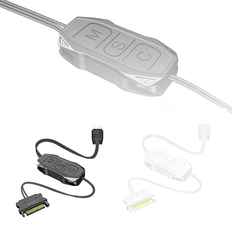 For Computer Cpu Case Cool Fan LED Light Radiator ARGB Controller 5V 3pin To SATA Power Supply Mini RGB Controller 3PIN Hub