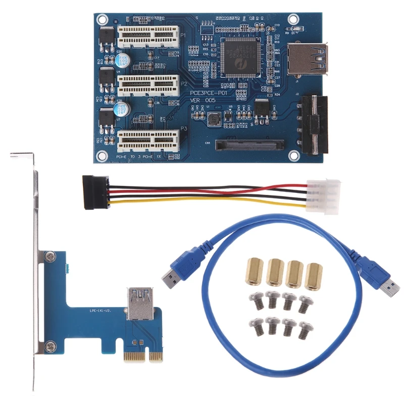 PCI-E 1X إلى 3 منافذ PCI USB بطاقة موسع ومجموعة توسيع لـ Eth