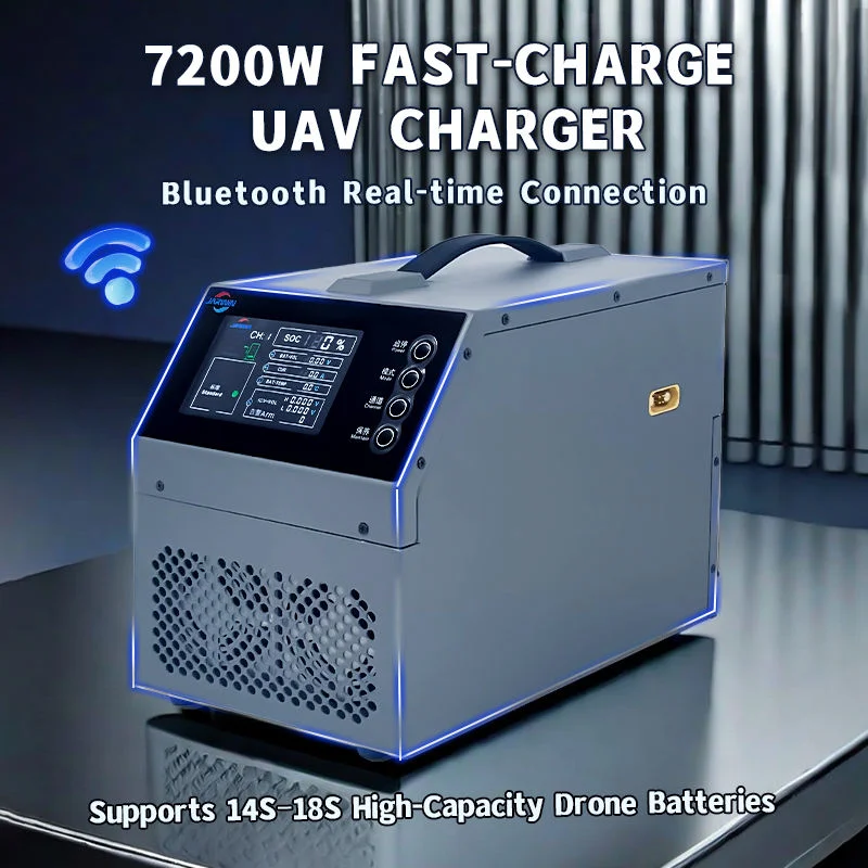 Herewin 7200W 80A Dual Channel Smart Charger for 14S-18S Agricultural Drone LiPo LiHV Battery with BMS Communication