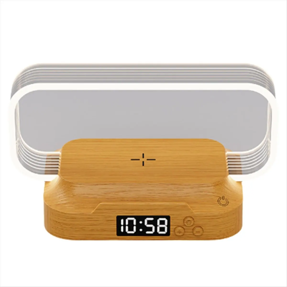 A32I Bedside Night Light with Alarm Clock for Bedroom Touch Lamp with Wireless Charger Dimmable Wake Up Light