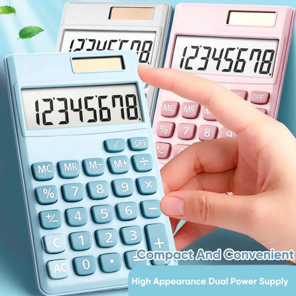 Dual Power Supply Mini Pocket Calculator 8-Digit Large Screen Standard Function Calculator Scientific Calculator Students