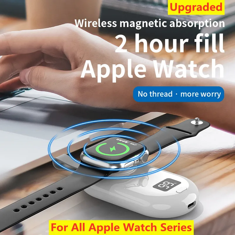 

Portable 2500mAh Watch Wireless Charger PowerBank for Apple Watch iWatch 1-9 Ultra Travel Fast Charging USB C Smart Power Bank