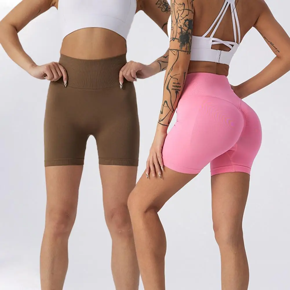 S Peach Buttocks Fitness Leggings Women's Gym Sports Tight Running Shorts Hip Five-point Pants High Waist Seamless Yoga Shorts